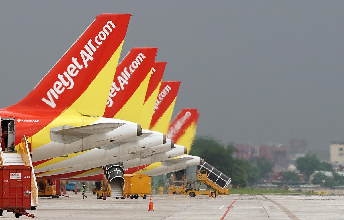 Máy bay của hãng hàng không Vietjet Air. (Ảnh: CTV/Vietnam+)